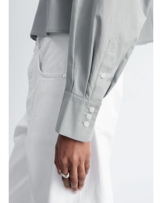 & Other Stories White Cropped Oversized Cotton Shirt