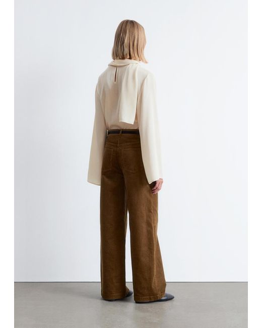 & Other Stories White Wide-Leg Corduroy Trousers