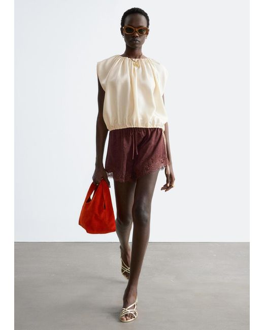 & Other Stories White Drawstring Silk Top