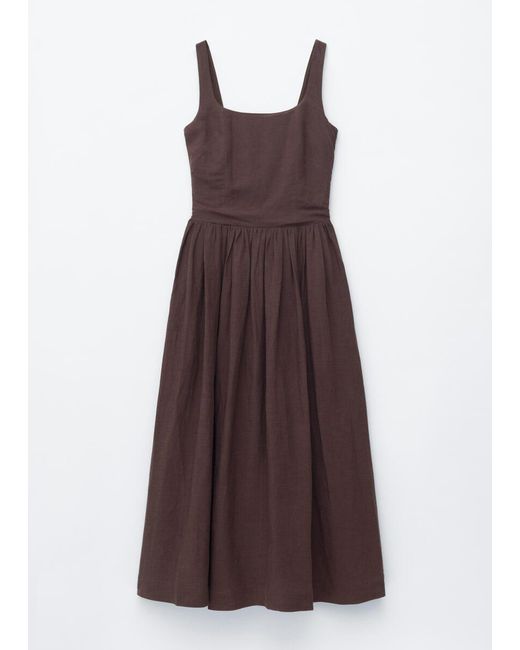 & Other Stories Brown Fit-And-Flare Midi Dress