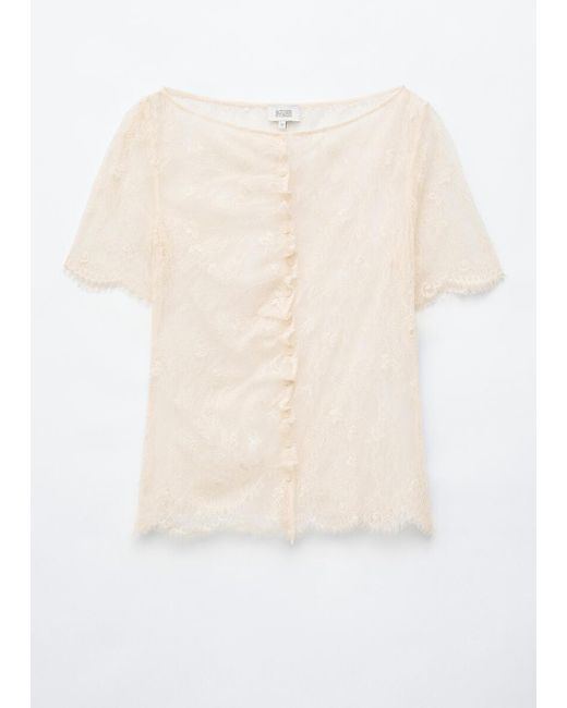 & Other Stories Natural Lace Button-Front Top