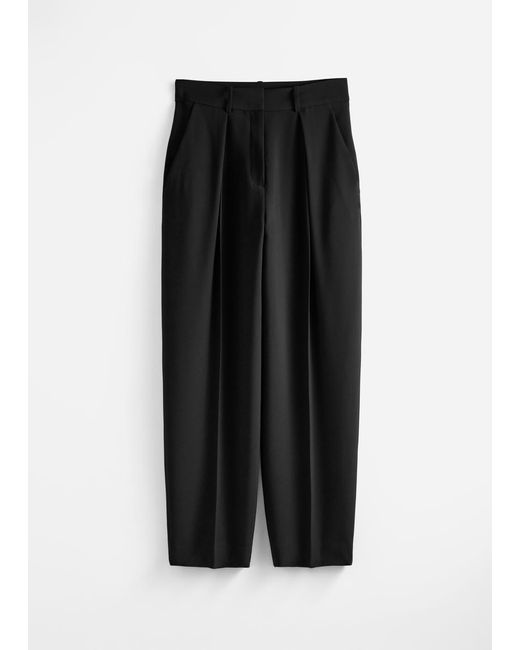 & Other Stories Black Tailored Tapered Trousers