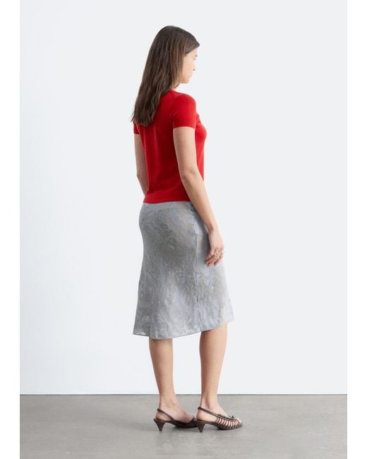 & Other Stories Red Knitted Button-Front T-Shirt