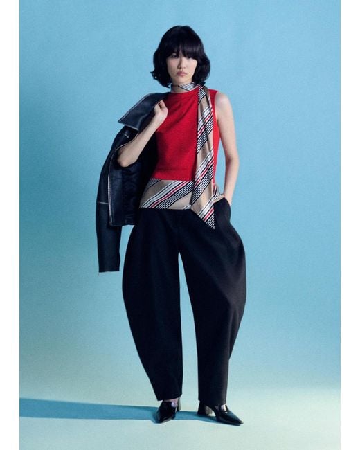 & Other Stories White Scarf-Neck Silk Top