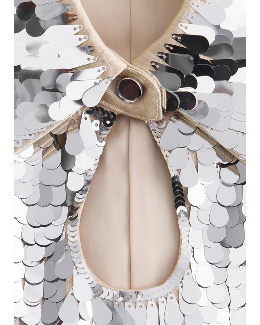 & Other Stories White Keyhole-Collar Sequin Mini Dress