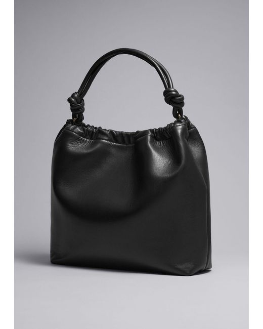 & Other Stories Black Knotted Leather Tote Bag