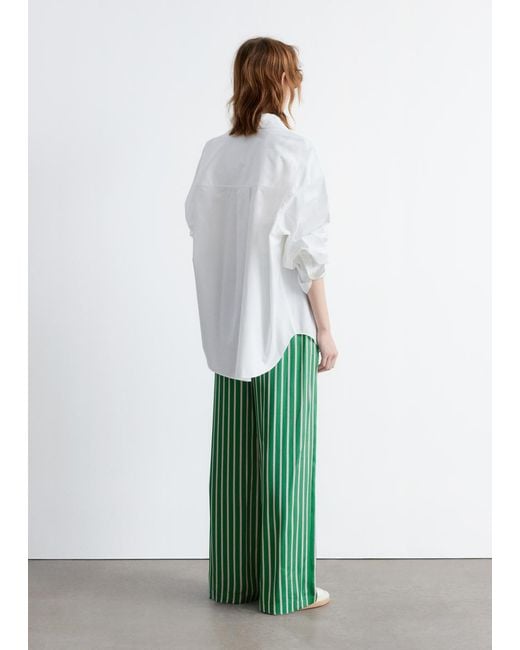 & Other Stories Green Drawstring Satin Trousers