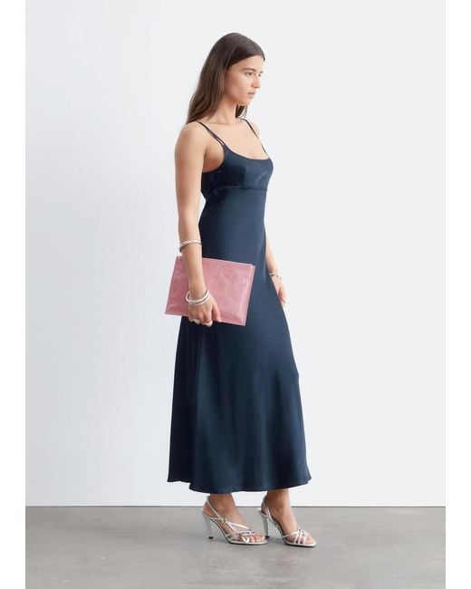 & Other Stories Blue Double-Strap Slip Dress