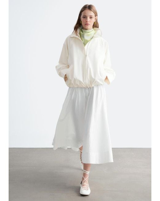 & Other Stories White Zip-Up Twill Jacket