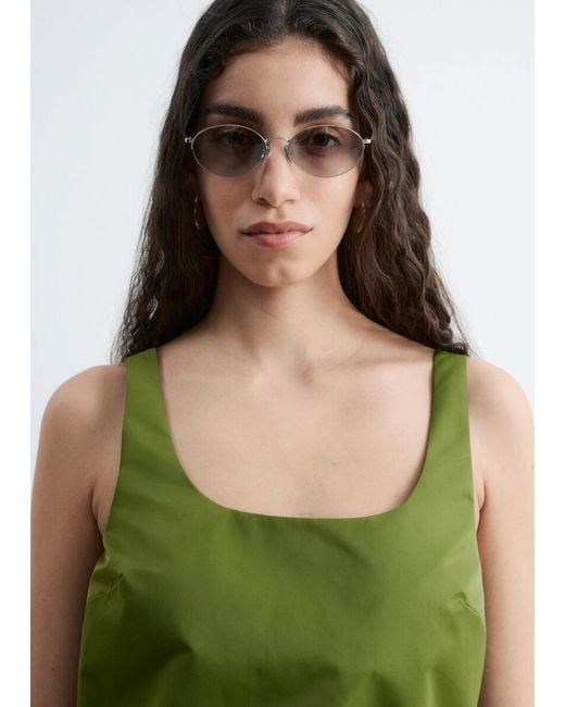 & Other Stories Green Sculpted Drawstring Mini Dress
