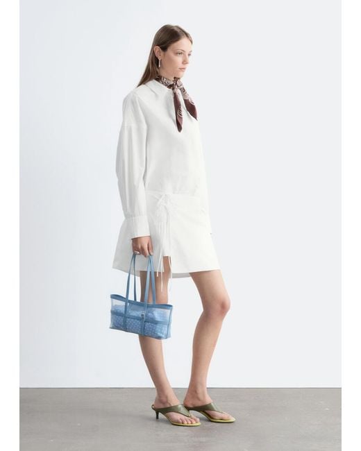 & Other Stories White Tie-Detail Mini Shirt Dress