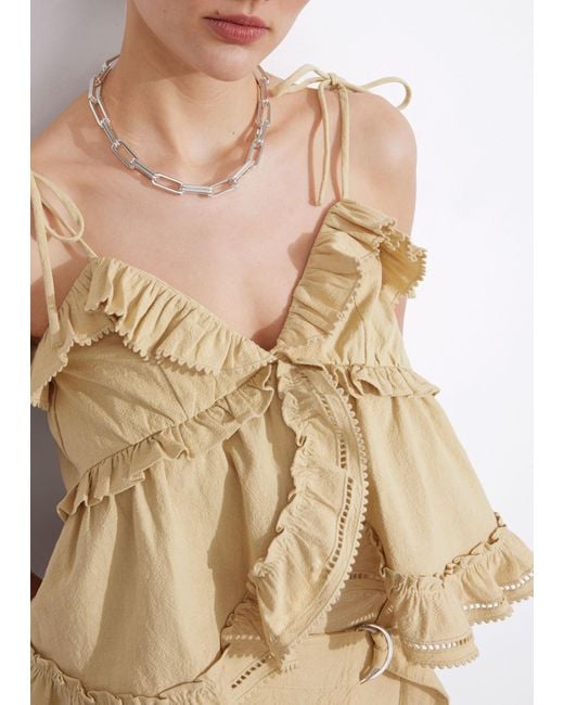 & Other Stories Natural Strappy Bustier Frill Top