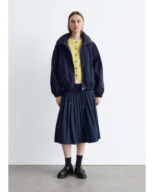 & Other Stories Blue Stand-Collar Drawstring Jacket