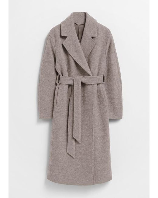 & Other Stories Multicolor Voluminous Belted Wool Coat