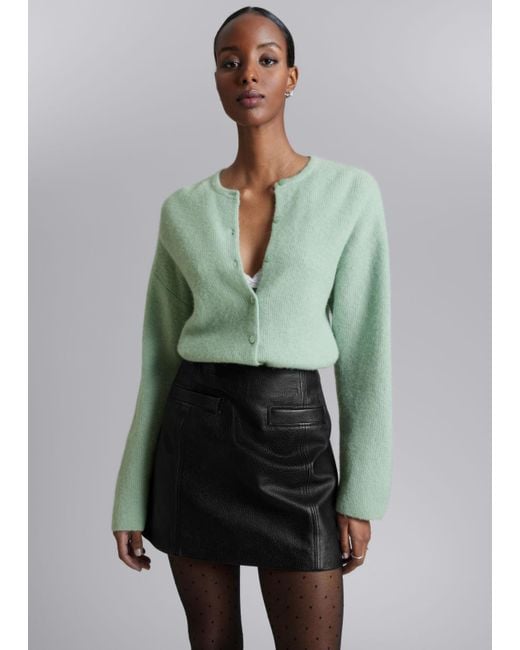& Other Stories Green Knitted Cardigan
