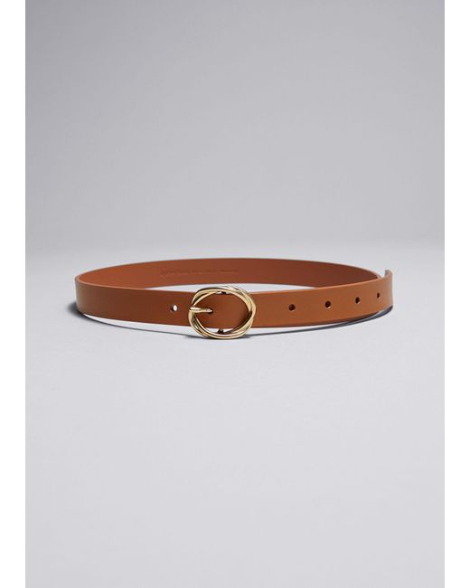 & Other Stories Gray Knot-buckle Leather Belt