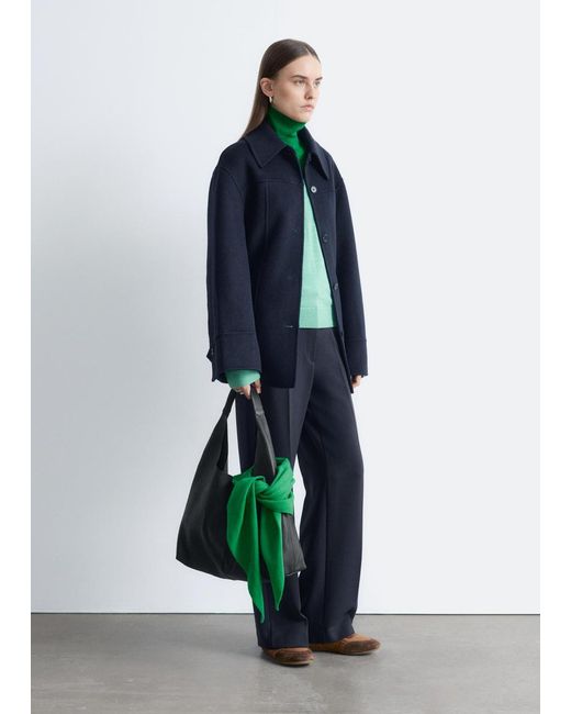 & Other Stories Blue Tapered Wool Jacket