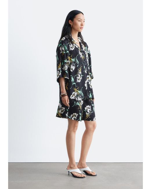 & Other Stories Black Oversized Resort Shirt