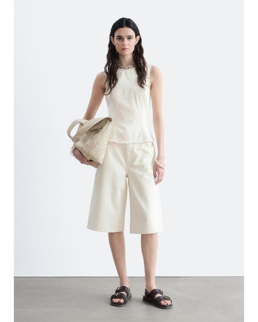 & Other Stories White Raw-Edge Sleeveless Top