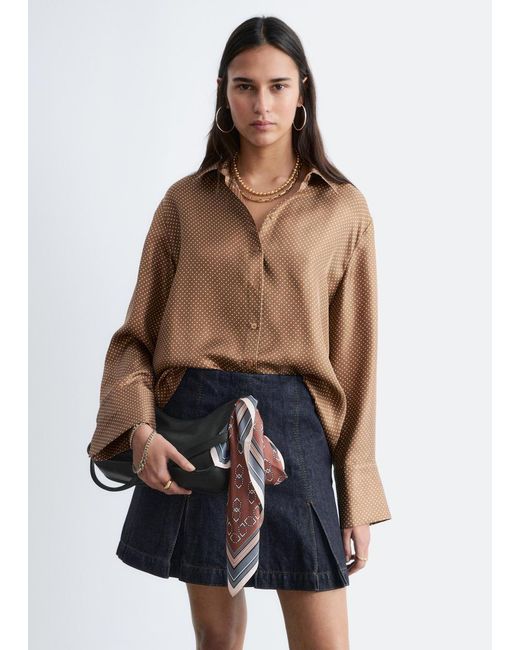 & Other Stories Blue Relaxed Silk Shirt