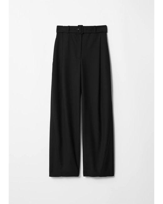 & Other Stories Black Tailored Barrel-Leg Trousers