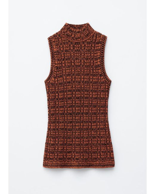 & Other Stories Orange Knitted Sleeveless Turtleneck Top