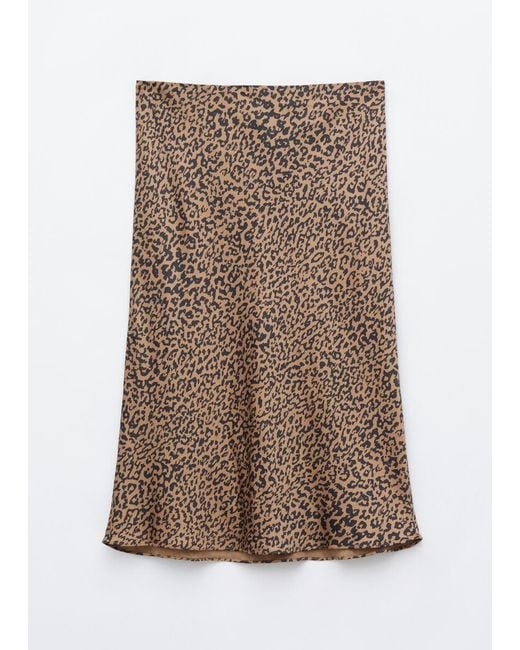 & Other Stories Brown Leopard Print Satin Skirt