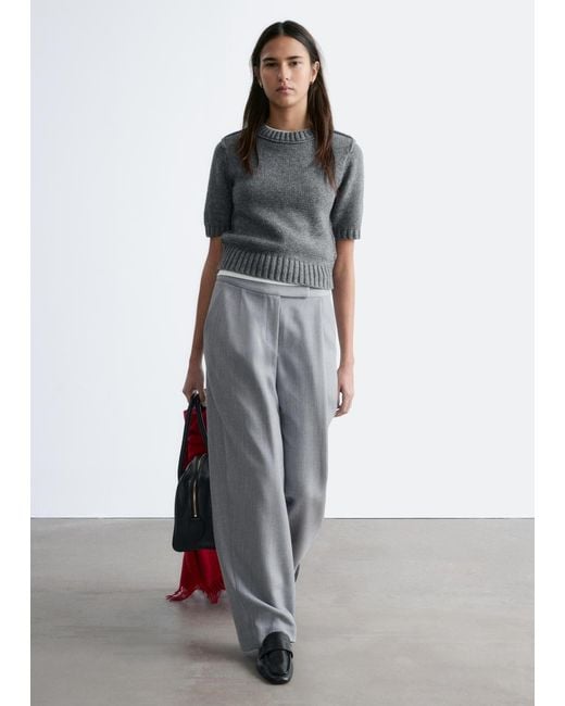 & Other Stories White Wool-Blend Tailored Trousers