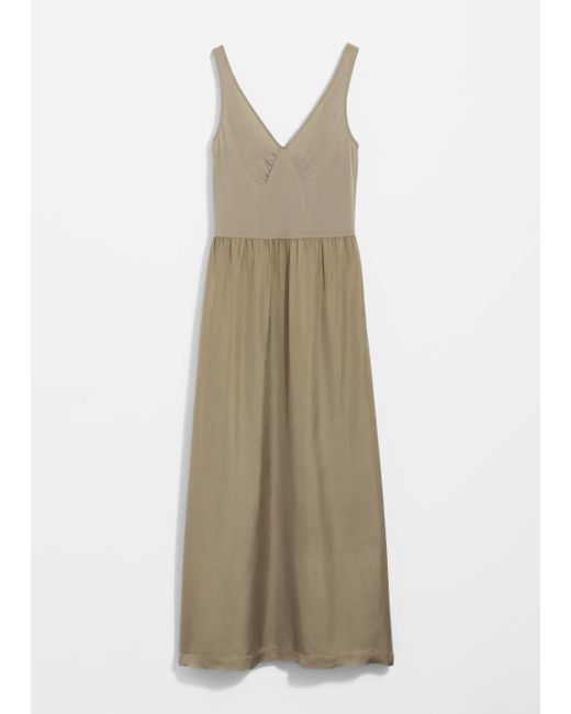 & Other Stories Natural Sleeveless Midi Dress
