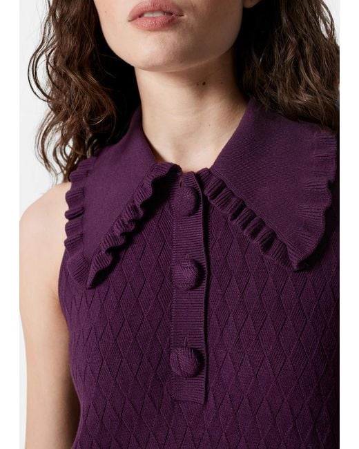 & Other Stories Purple Knitted Frill Mini Dress