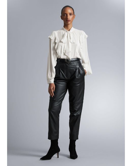 & Other Stories White Scalloped Ruffle Blouse