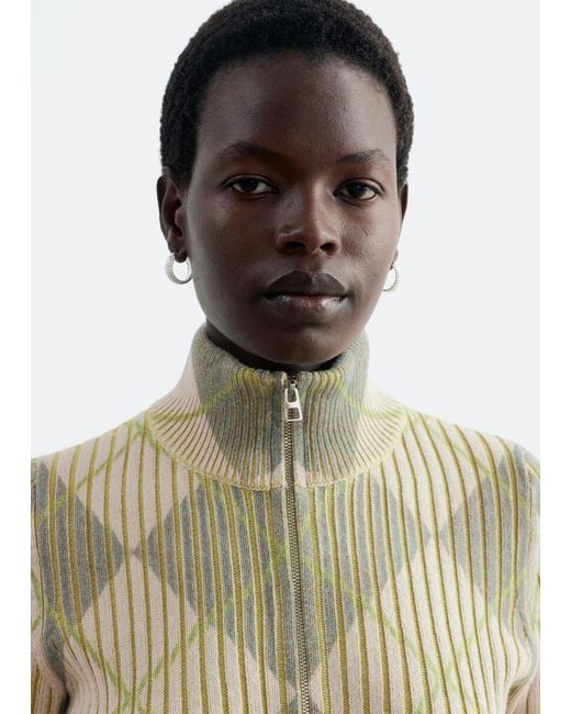 & Other Stories Natural Wool-Cotton Zip Cardigan