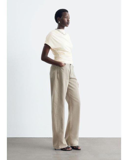 & Other Stories Natural Draped Cowl-Neck Top