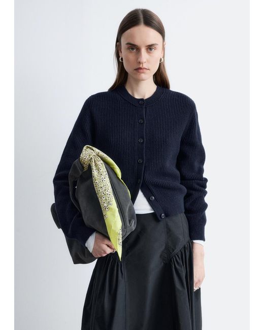 & Other Stories Blue Rib-Knit Cardigan