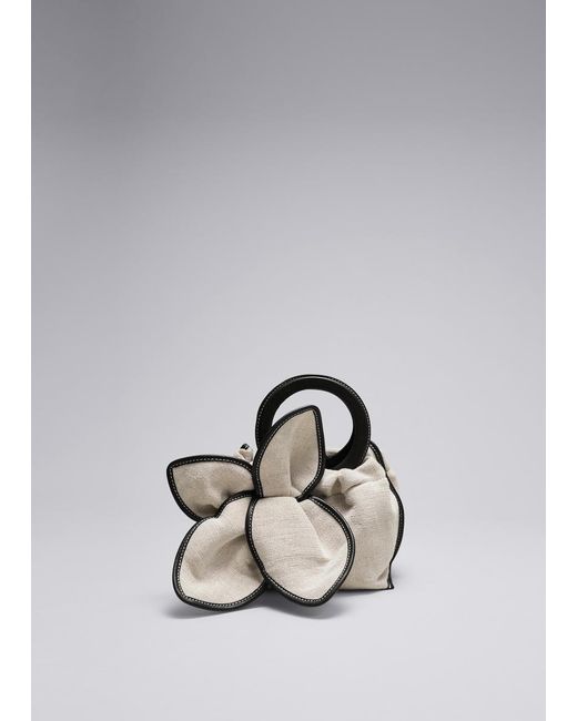 & Other Stories White Small Blossom Canvas Bag