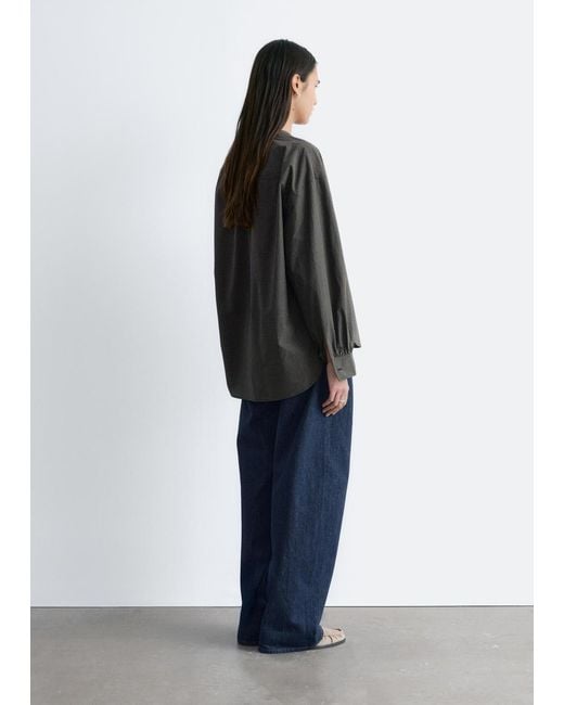 & Other Stories Black Oversized Cotton Shirt