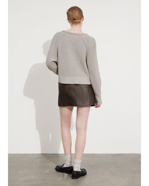 & Other Stories Black High-waist Leather Mini Skirt