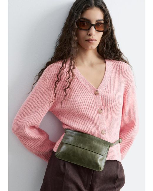 & Other Stories Pink Leather Belt Bag