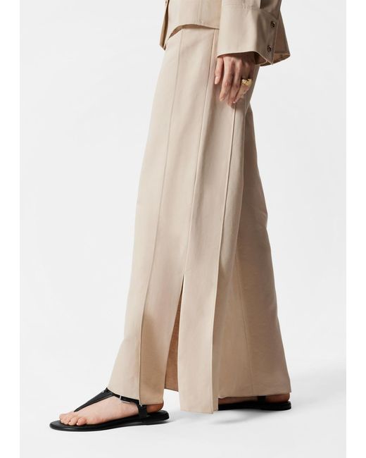 & Other Stories Natural Wide-Leg Side-Slit Trousers