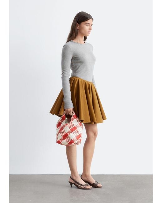 & Other Stories Gray Ribbed Long-Sleeve Top