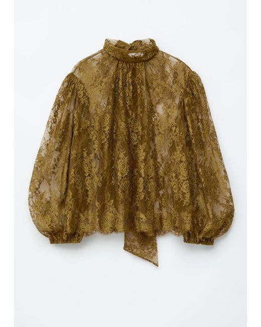 & Other Stories Green Lace Bow-Ribbon Blouse