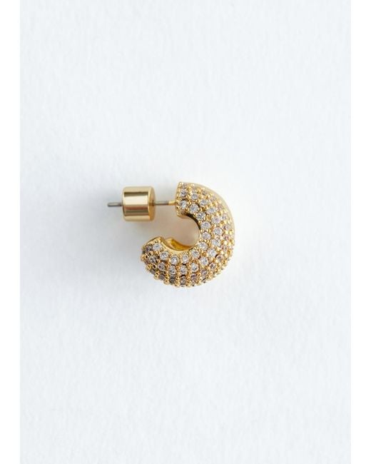 & Other Stories White Two-Part Crystal Hoop Earrings