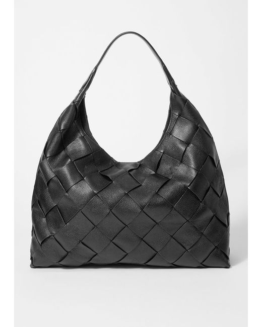 & Other Stories Black Braided Leather Tote Bag