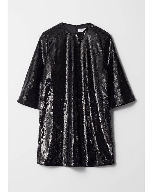 & Other Stories Sequined Mini Shift Dress in Black | Lyst UK