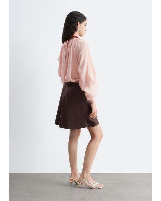 & Other Stories Pink Voluminous Tie-Detail Blouse