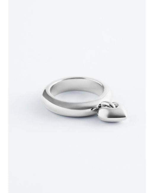 & Other Stories White Heart Pendant Ring