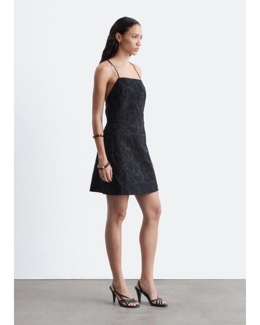 & Other Stories White Jacquard Apron Mini Dress