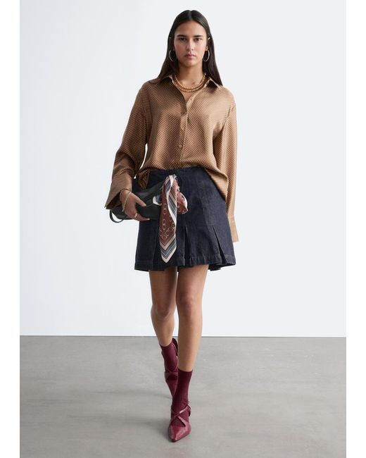 & Other Stories Blue Relaxed Silk Shirt