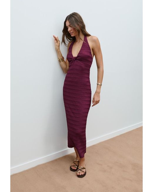 Abito Midi Halter Con Texture di Stradivarius in Red
