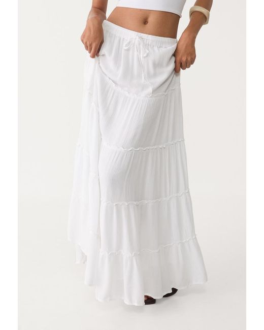Gonna Midi Fluida A Pannelli di Stradivarius in White